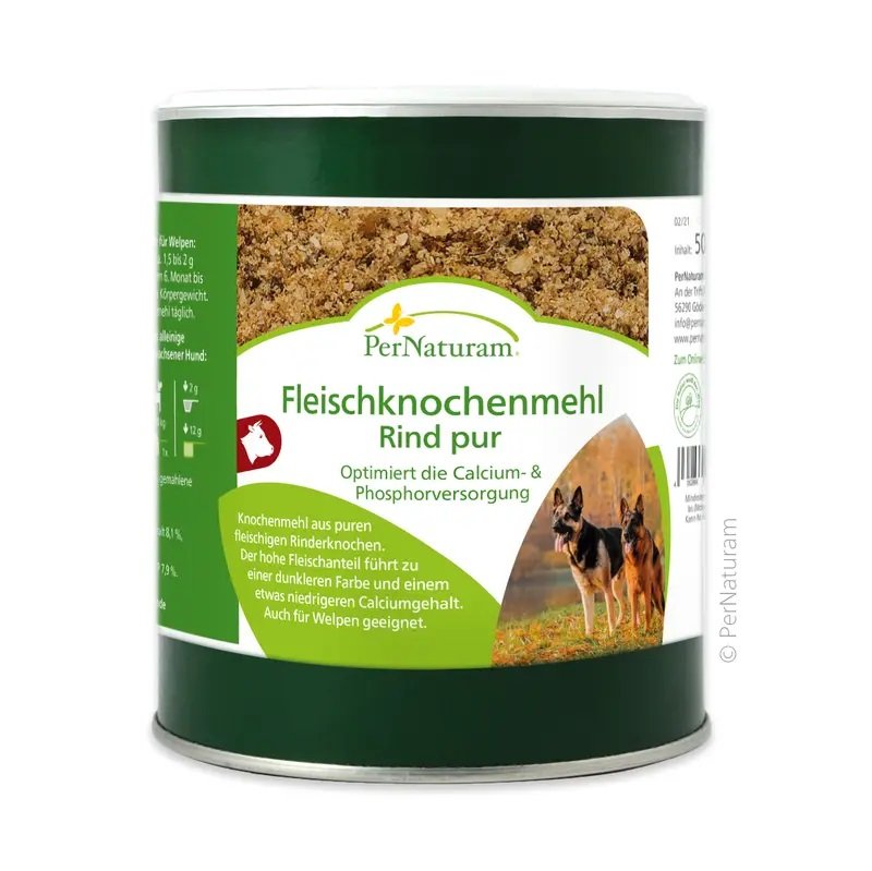 G Hussian Rind PerNaturam Fleischknochenmehl Rind PUR 500 g | Dr. Ziegler Naturfutter